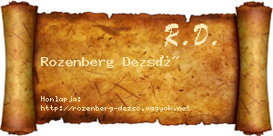 Rozenberg Dezső névjegykártya